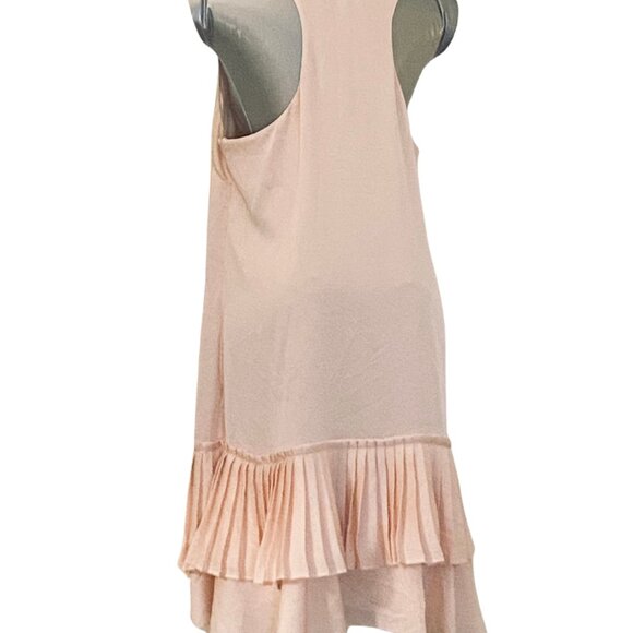PINK SILK RUFFLE HEM SHIFT DRESS - Picture 2 of 3